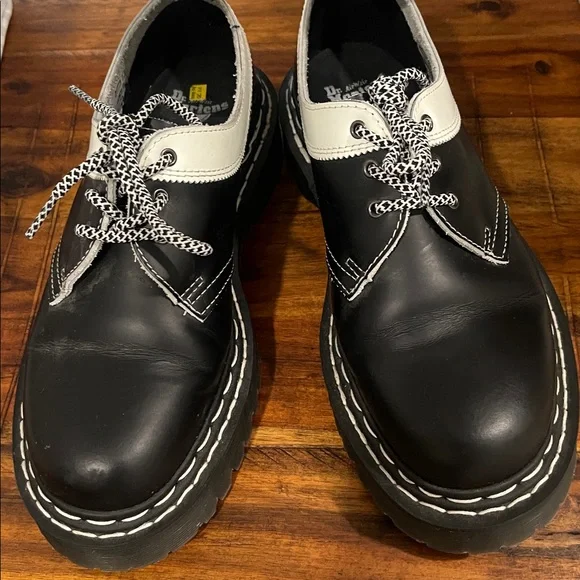 Dr Martens 1461 BEX SMOOTH CONTRAST LEATHER OXFORD BLACK WHITE SHOES 7 M / 8 W - Picture 4 of 13